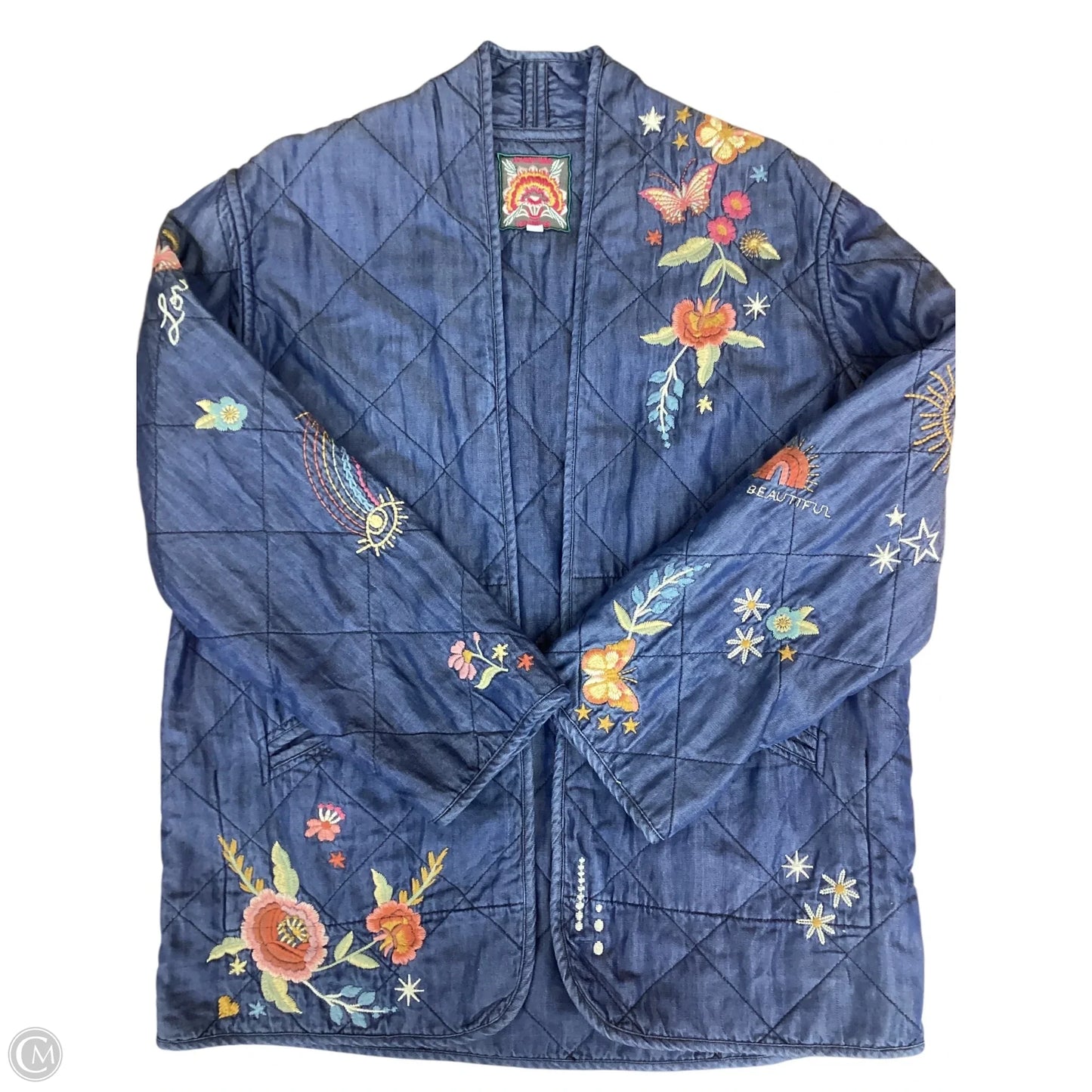 Blazer By Johnny Was In Blue Denim, Size: L