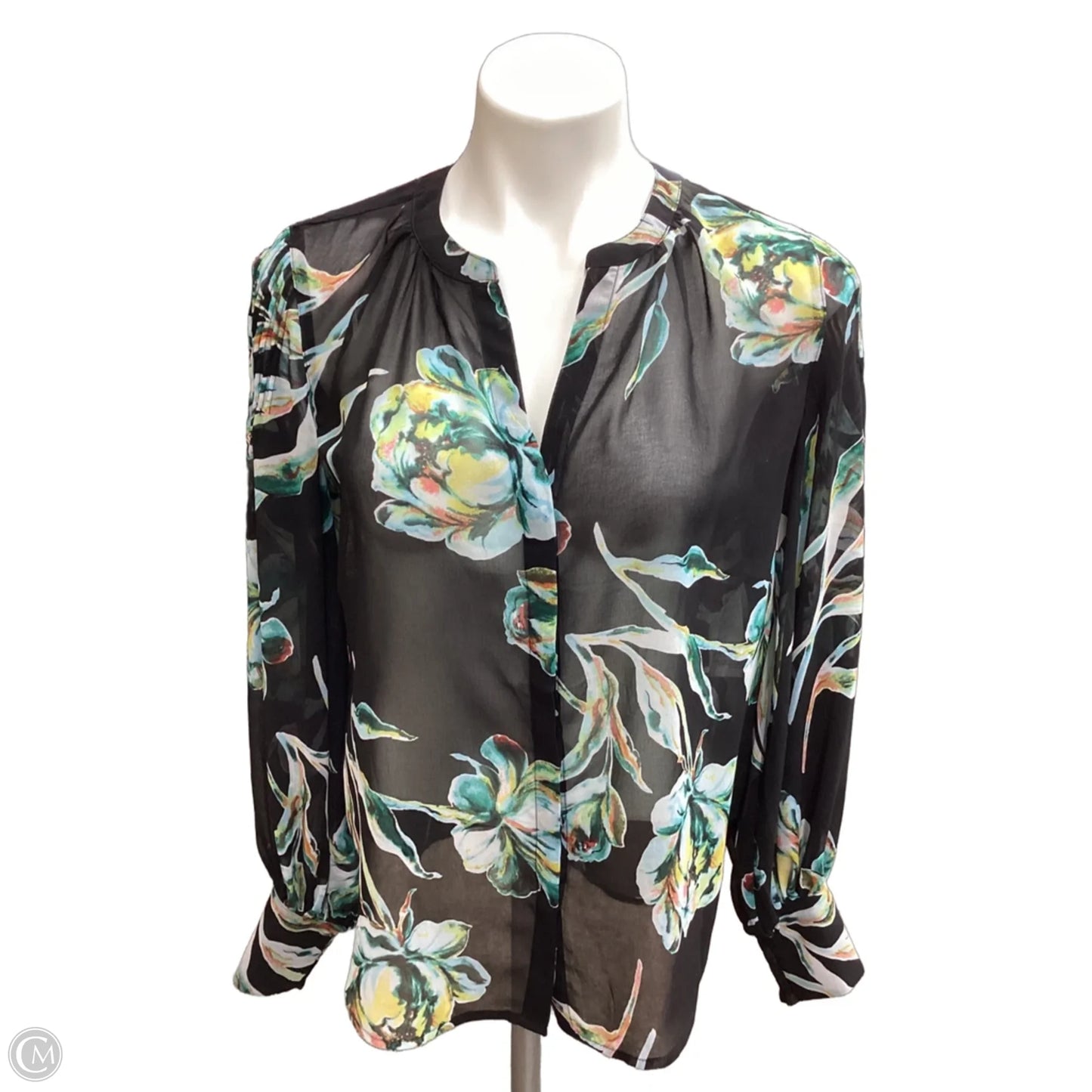 Blouse Long Sleeve By Chicos In Floral Print, Size: S