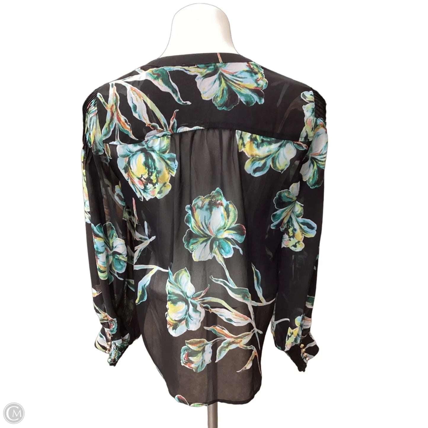 Blouse Long Sleeve By Chicos In Floral Print, Size: S