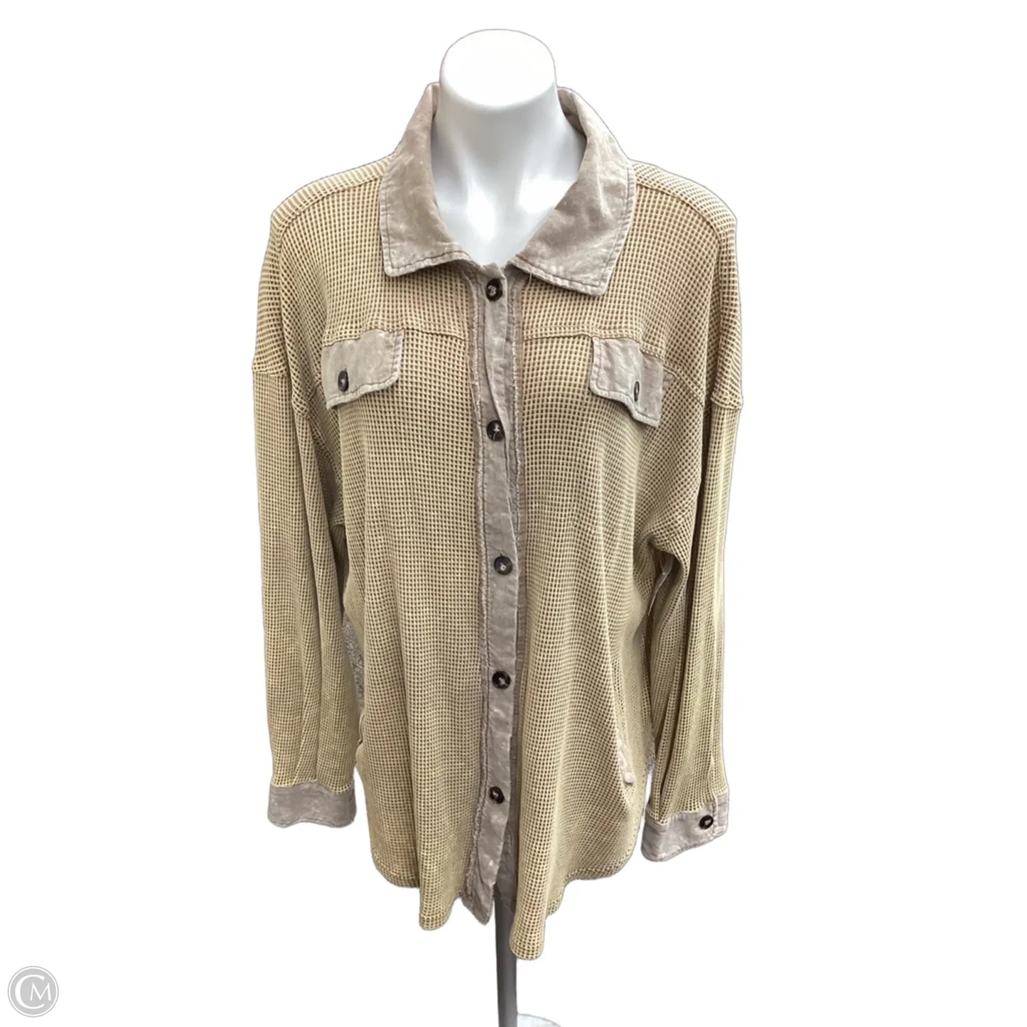 Top Long Sleeve By Bibi In Tan, Size: Xl