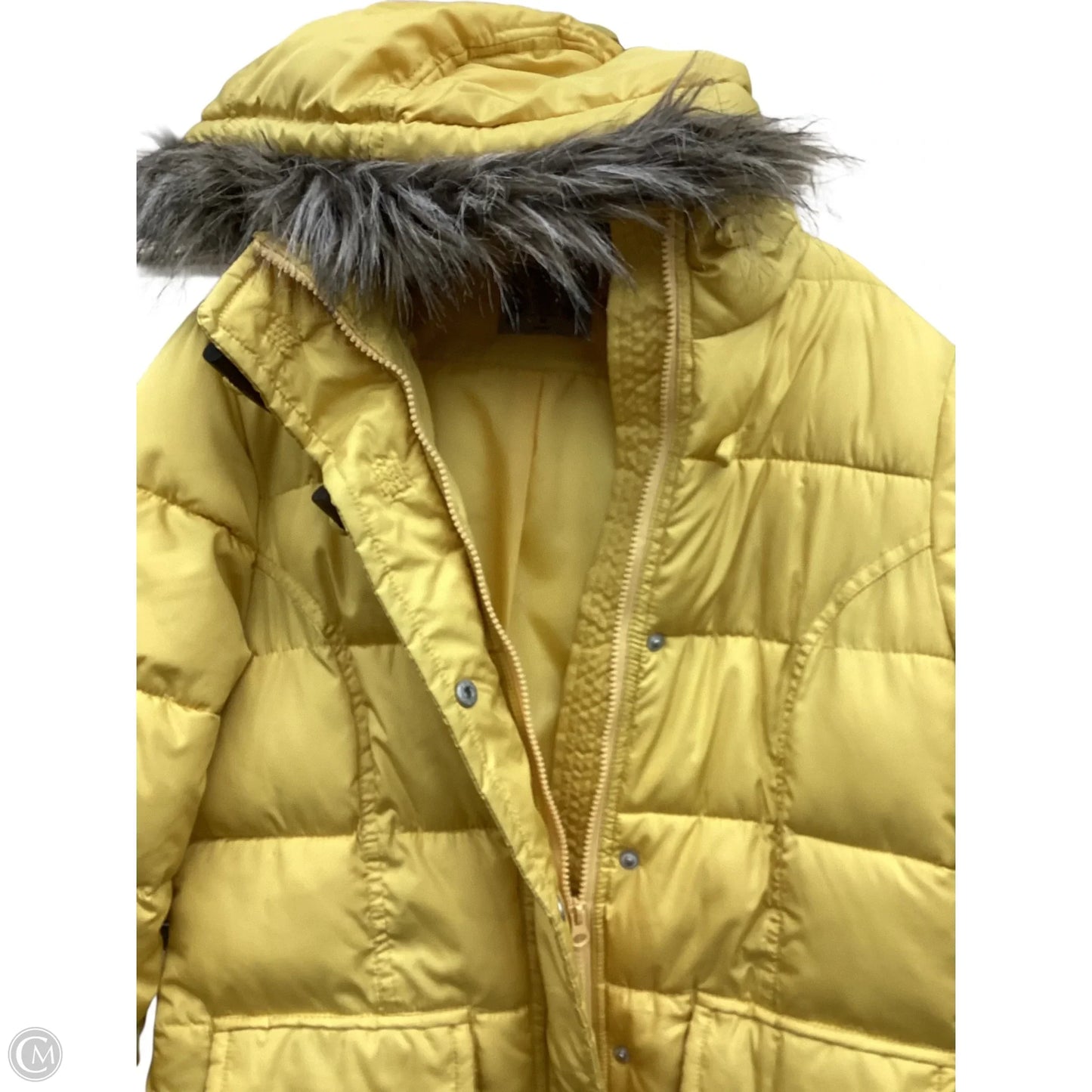 Coat Puffer & Quilted By Ruff Hewn In Yellow, Size: M