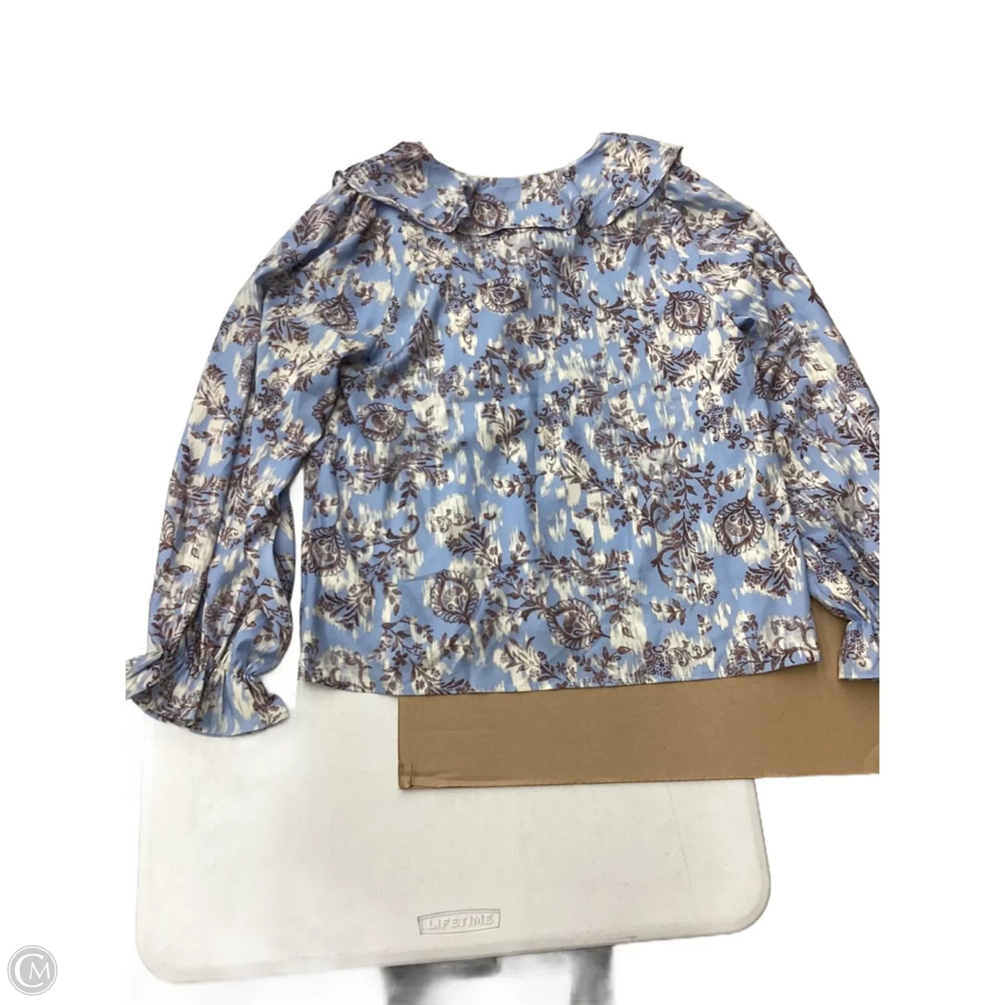 Blouse Designer By Frye In Blue & Brown, Size: M