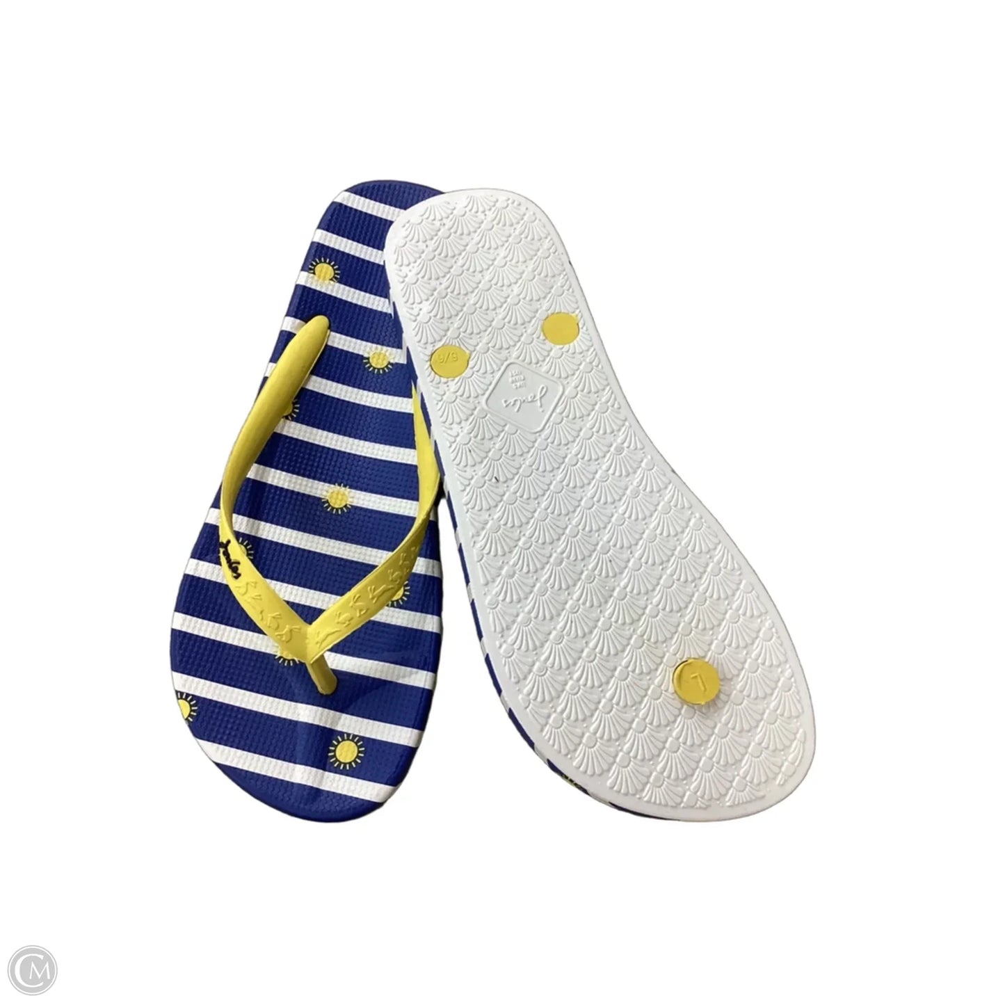 Sandals Flip Flops By Joules In Blue & Yellow, Size: 7