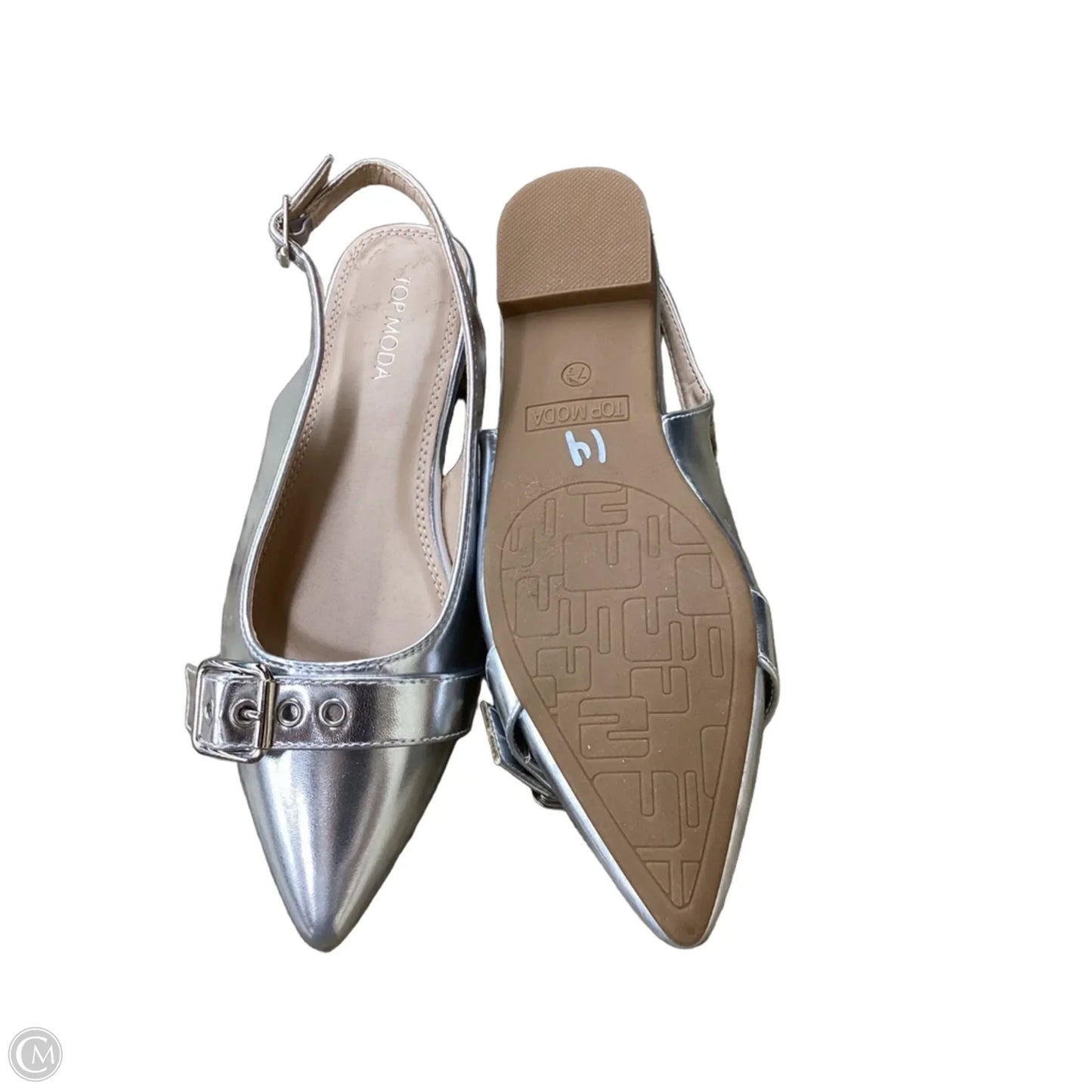 Shoes Flats By Top Moda In Silver, Size: 7.5