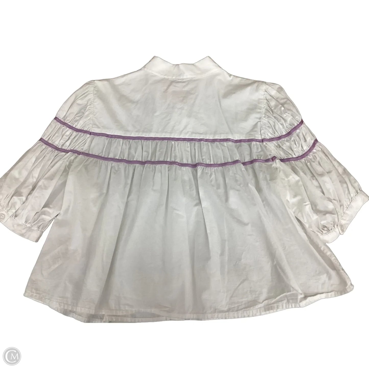 Top Short Sleeve By Maeve In Purple & White, Size: L
