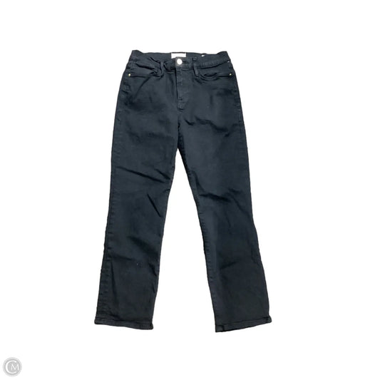 Jeans Straight By Frame In Black Denim, Size: 6