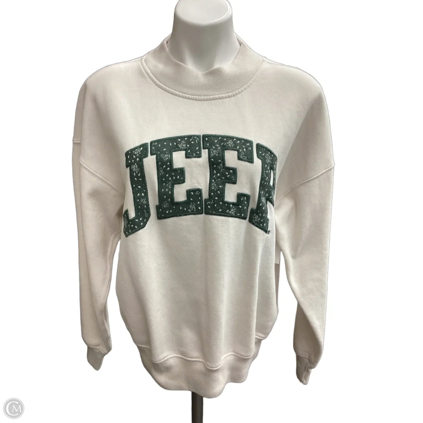 Sweatshirt Crewneck By Abercrombie And Fitch In Cream & Green, Size: M