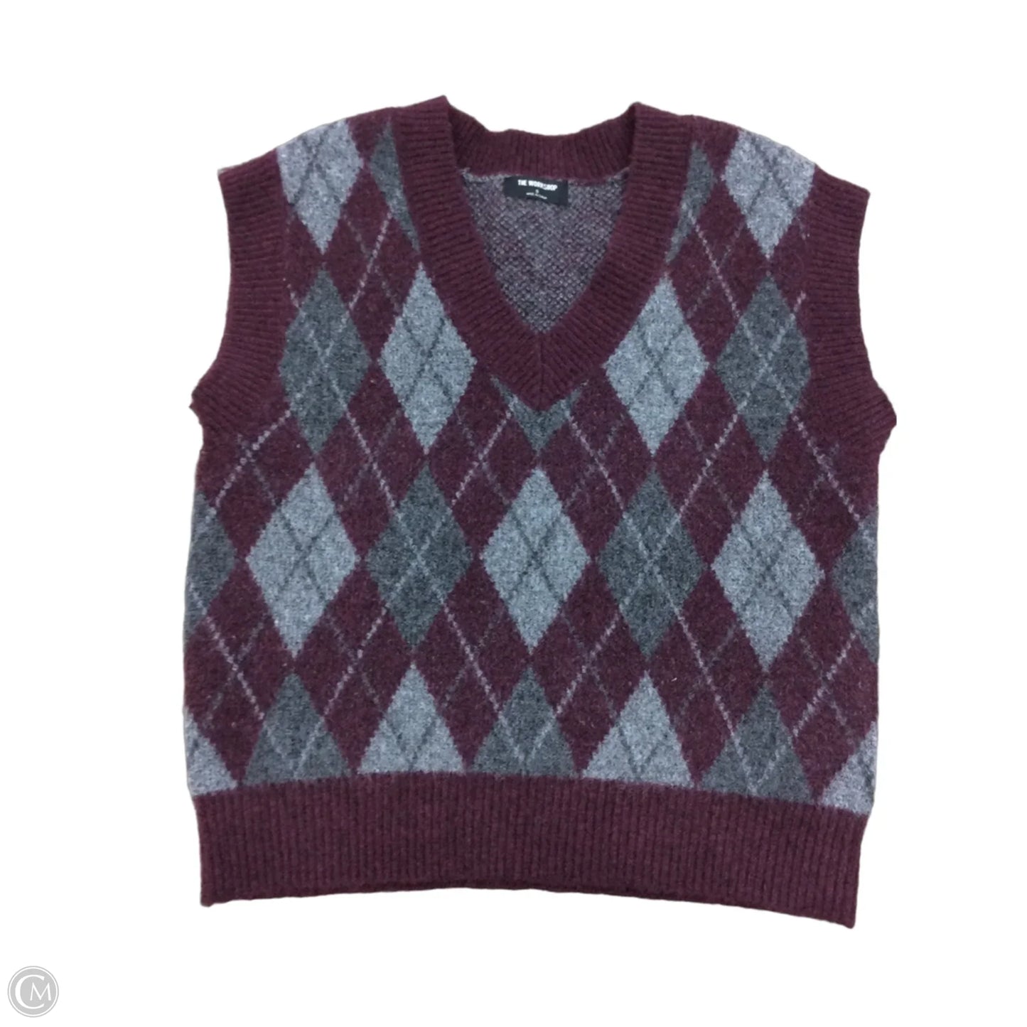 Vest Sweater By Workshop In Grey & Purple, Size: S