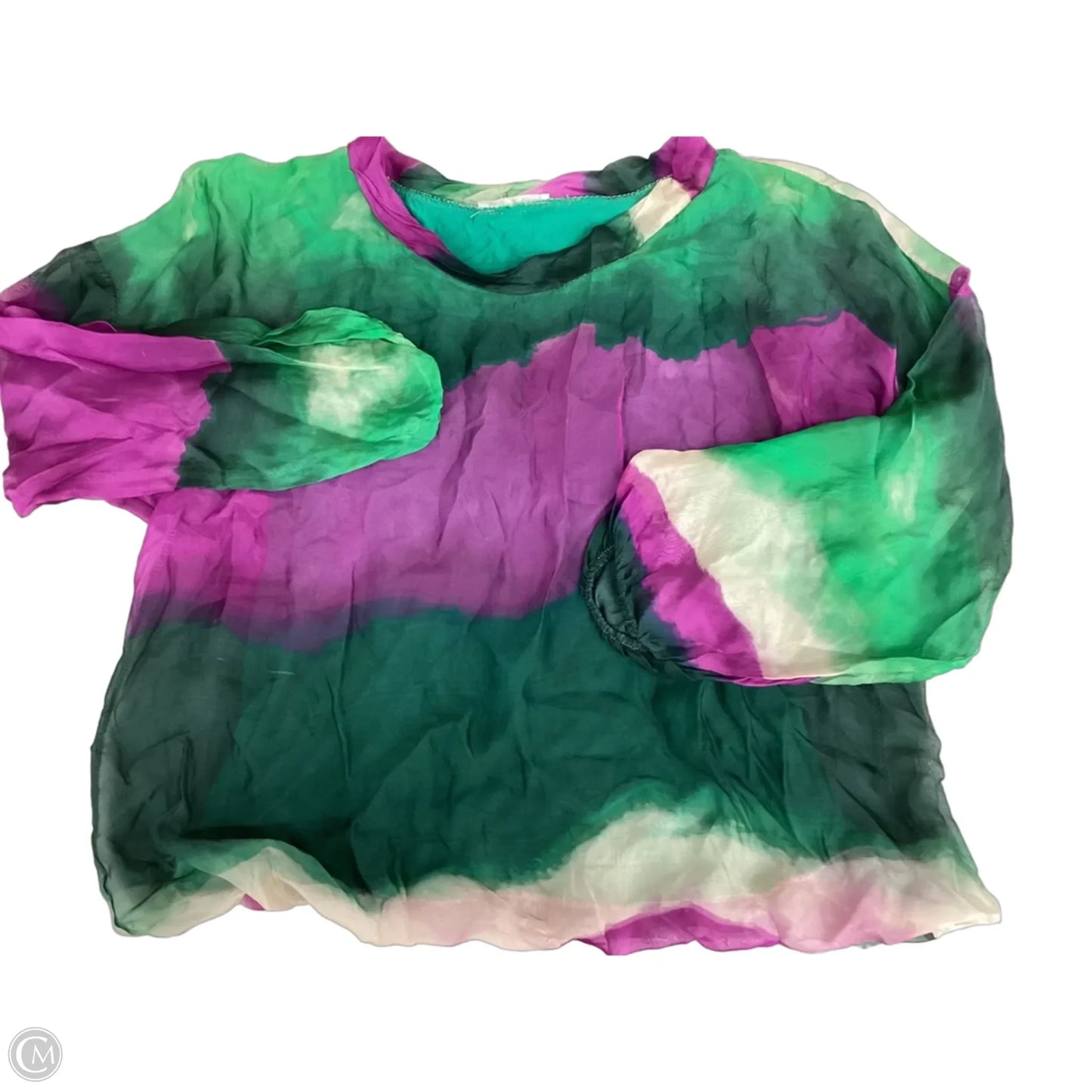 Blouse Long Sleeve By Clothes Mentor In Green & Purple, Size: M