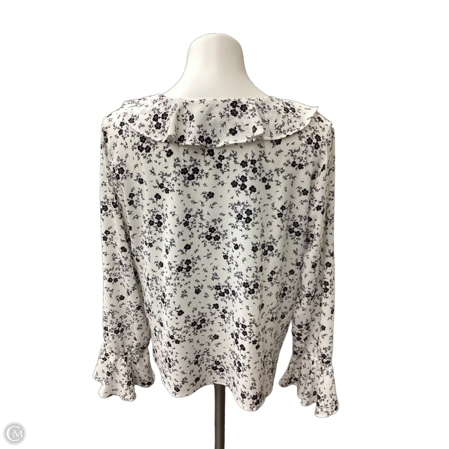 Blouse Long Sleeve By Cece In Black & White, Size: L