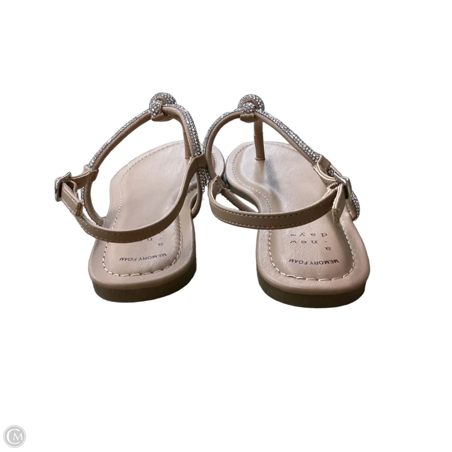 Sandals Flats By A New Day In Silver & Tan, Size: 6.5