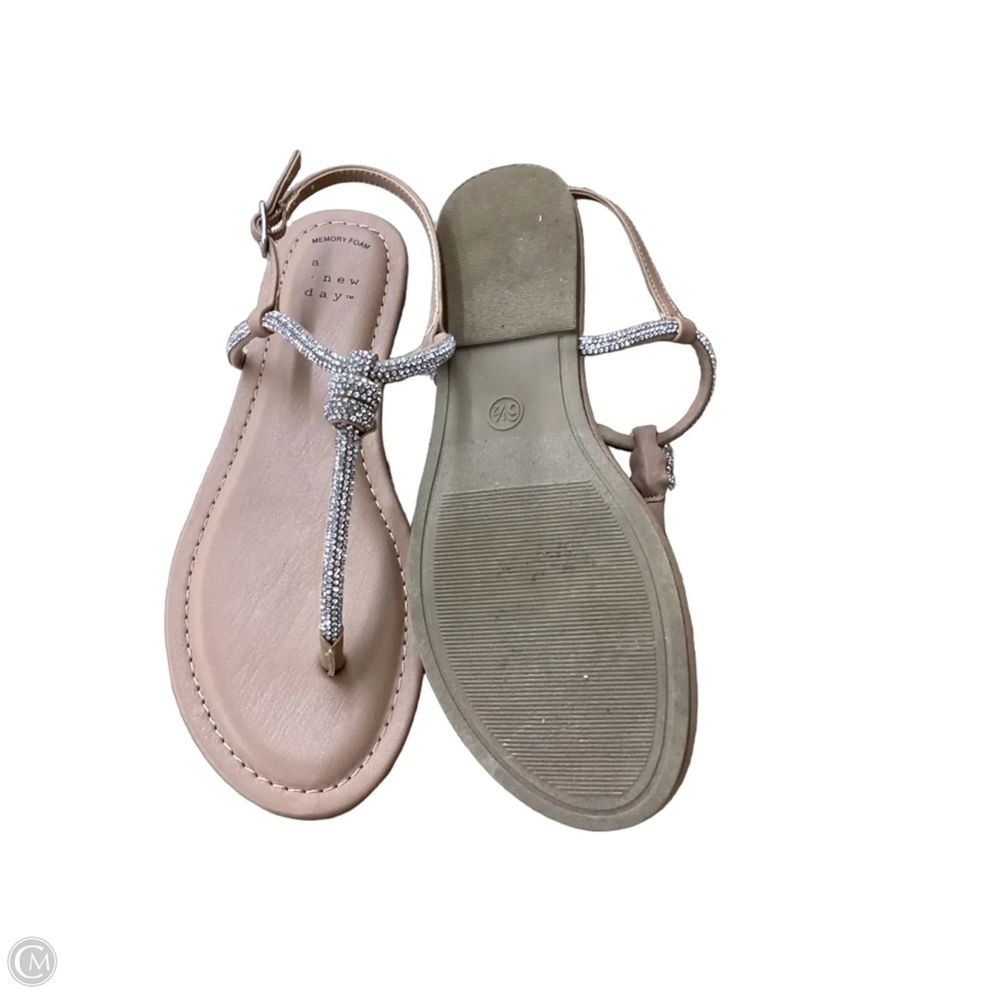 Sandals Flats By A New Day In Silver & Tan, Size: 6.5