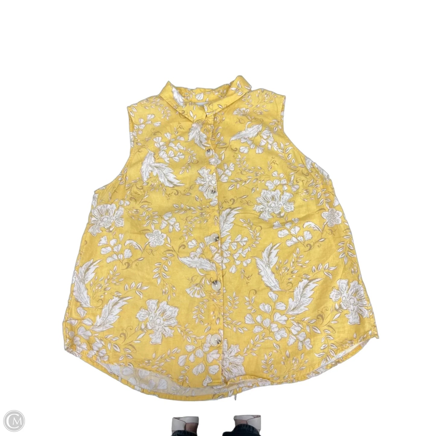 Top Sleeveless By Christopher And Banks In Yellow, Size: L