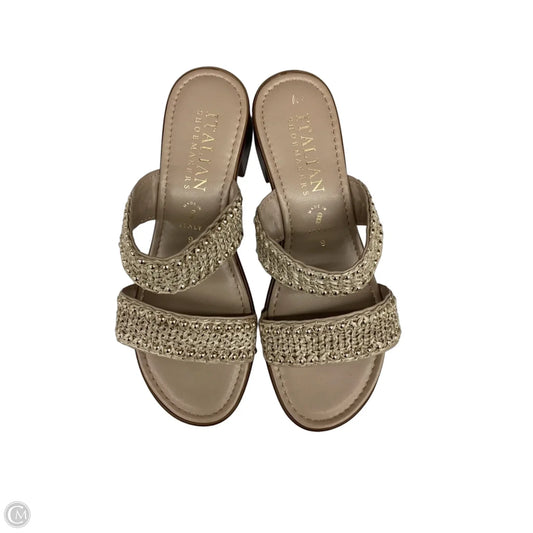 Sandals Heels Block By Italian Shoemakers In Beige, Size: 9