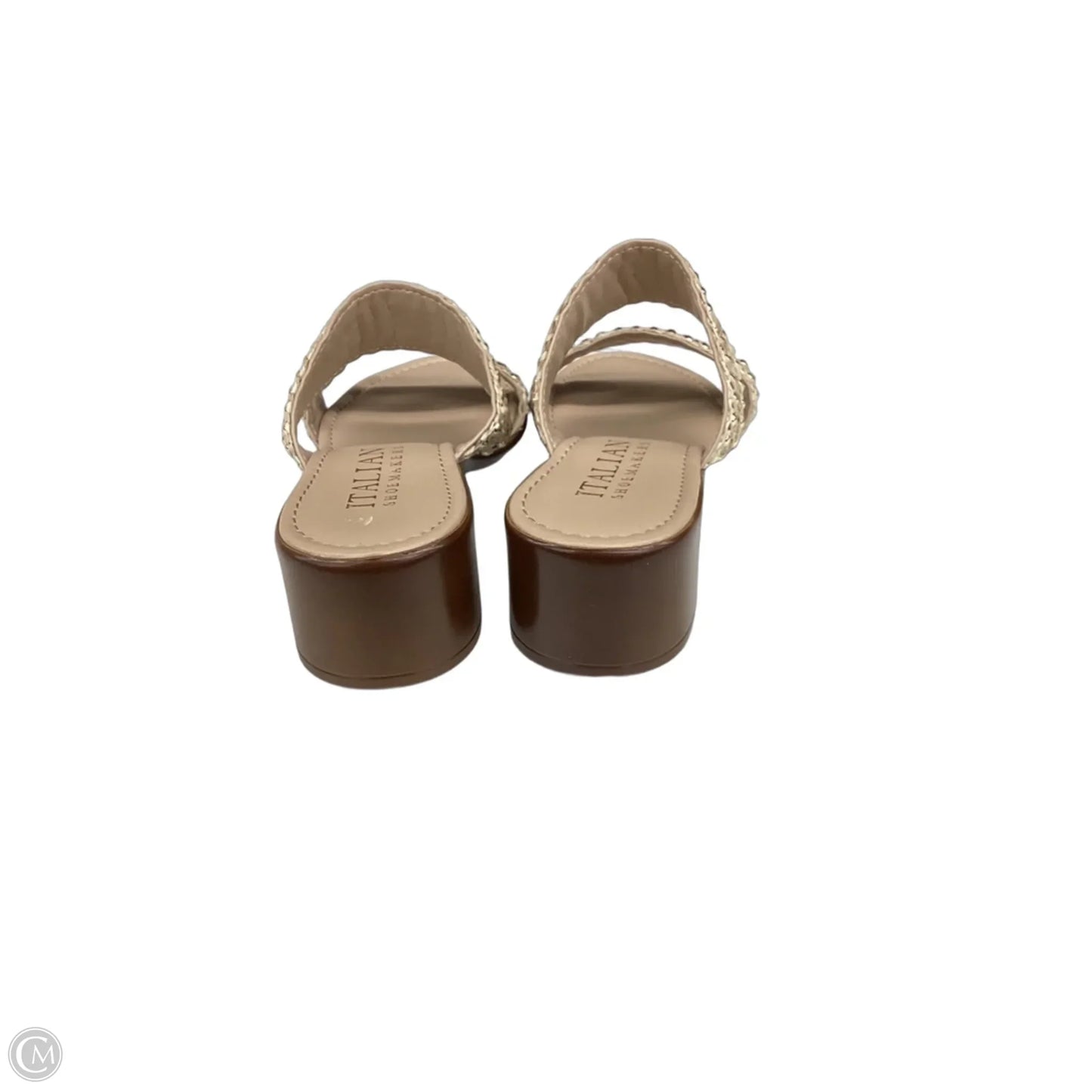Sandals Heels Block By Italian Shoemakers In Beige, Size: 9