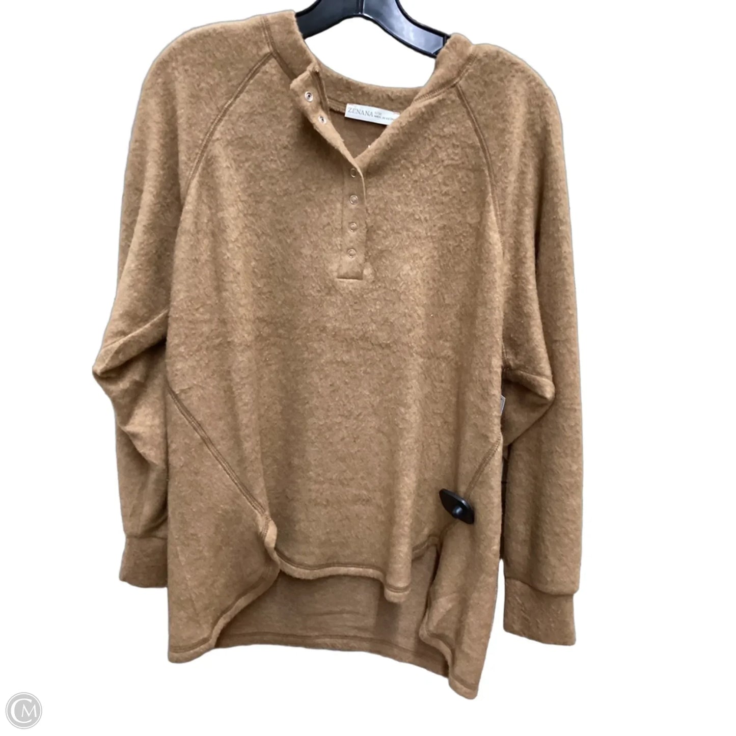 Top Long Sleeve By Zenana In Tan, Size: M