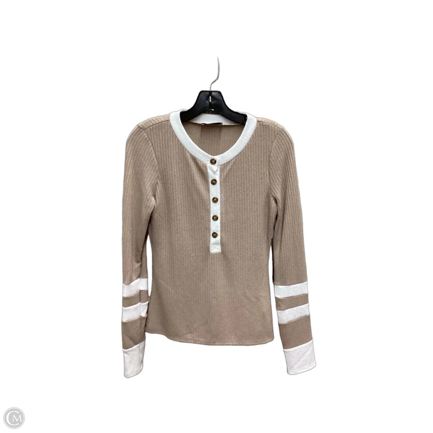Top Long Sleeve By Gilli In Beige, Size: S