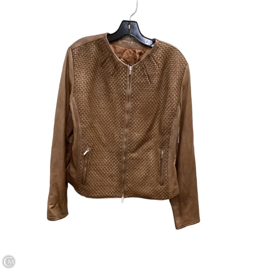 Jacket Leather By Clothes Mentor In Brown, Size: L