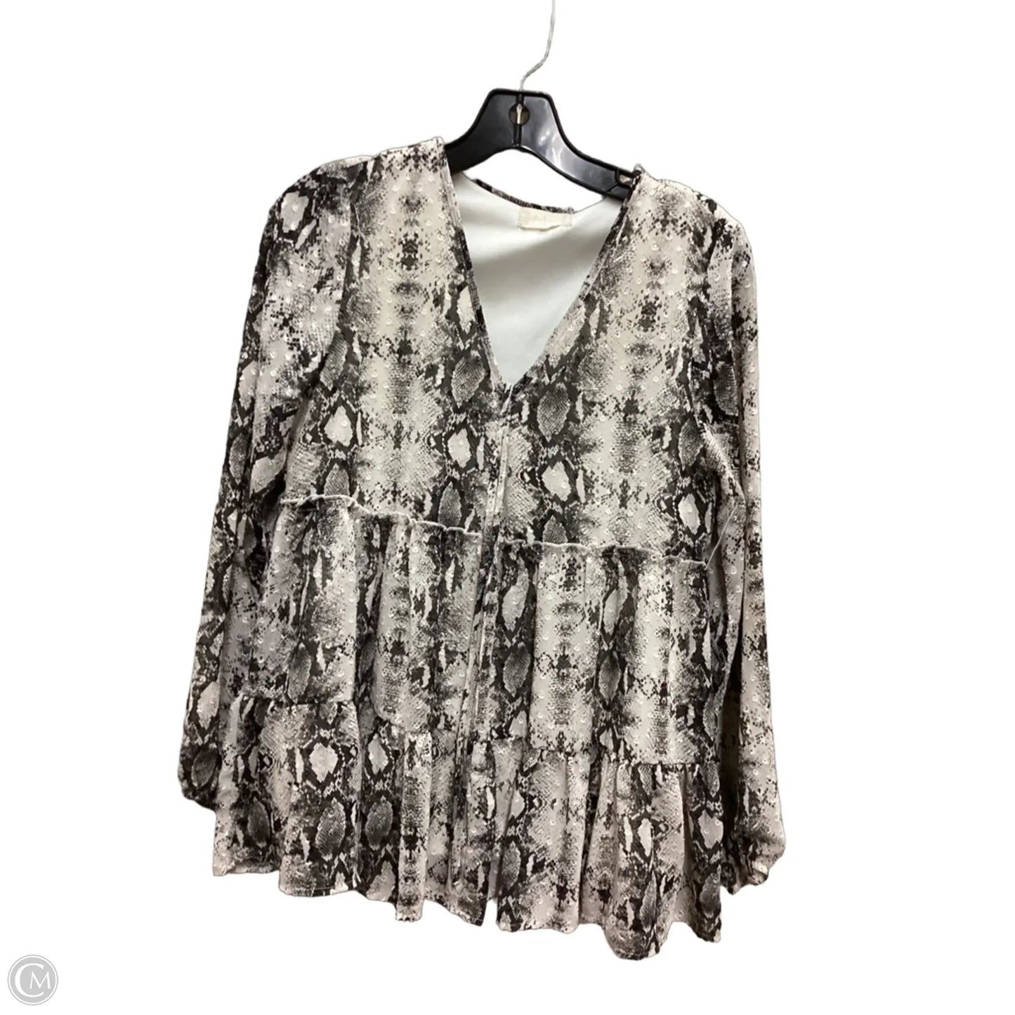 Blouse Long Sleeve By Altard State In Snakeskin Print, Size: Xs