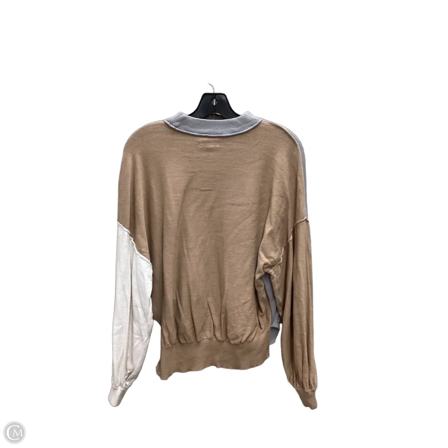 Top Long Sleeve By Blu Pepper In Grey & Tan, Size: M
