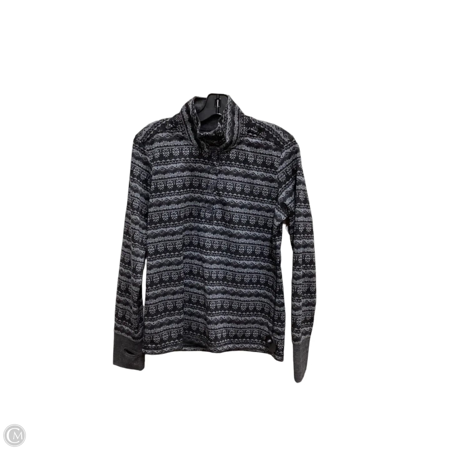 Athletic Top Long Sleeve Collar By Kavu In Black & Grey, Size: L