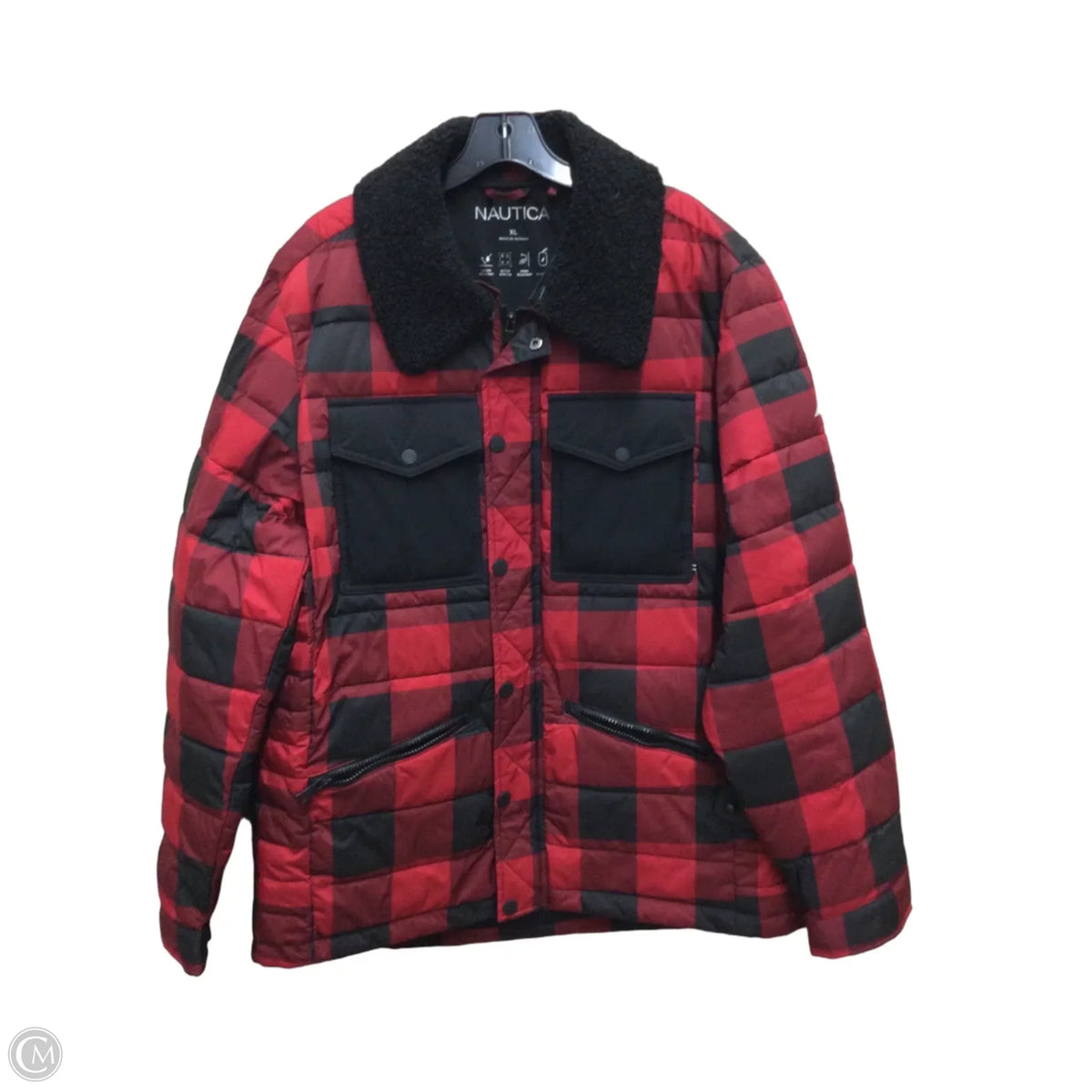Coat Puffer & Quilted By Nautica In Checkered Pattern, Size: Xl