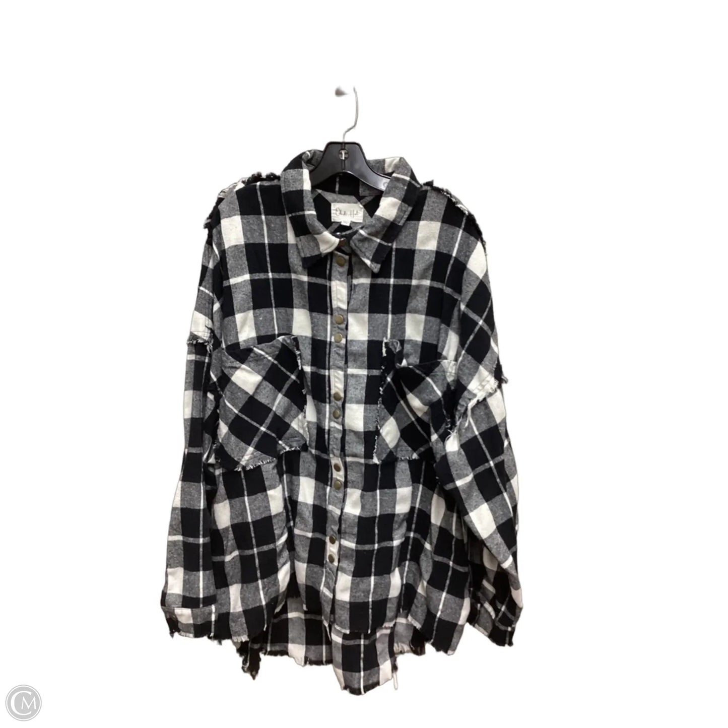 Jacket Shirt By Oli & Hali In Checkered Pattern, Size: L