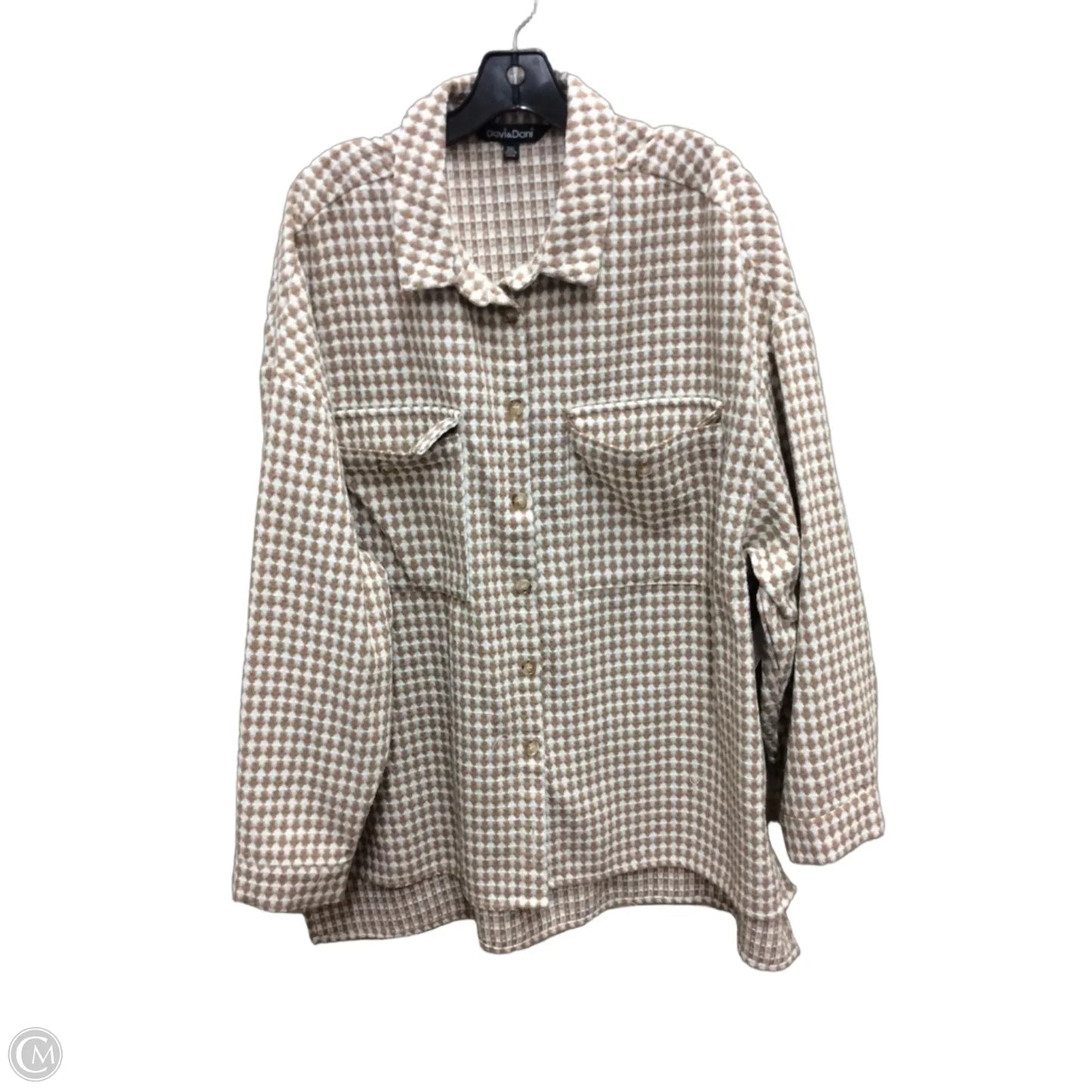 Top Long Sleeve By Davi & Dani In Cream & Tan, Size: 2x