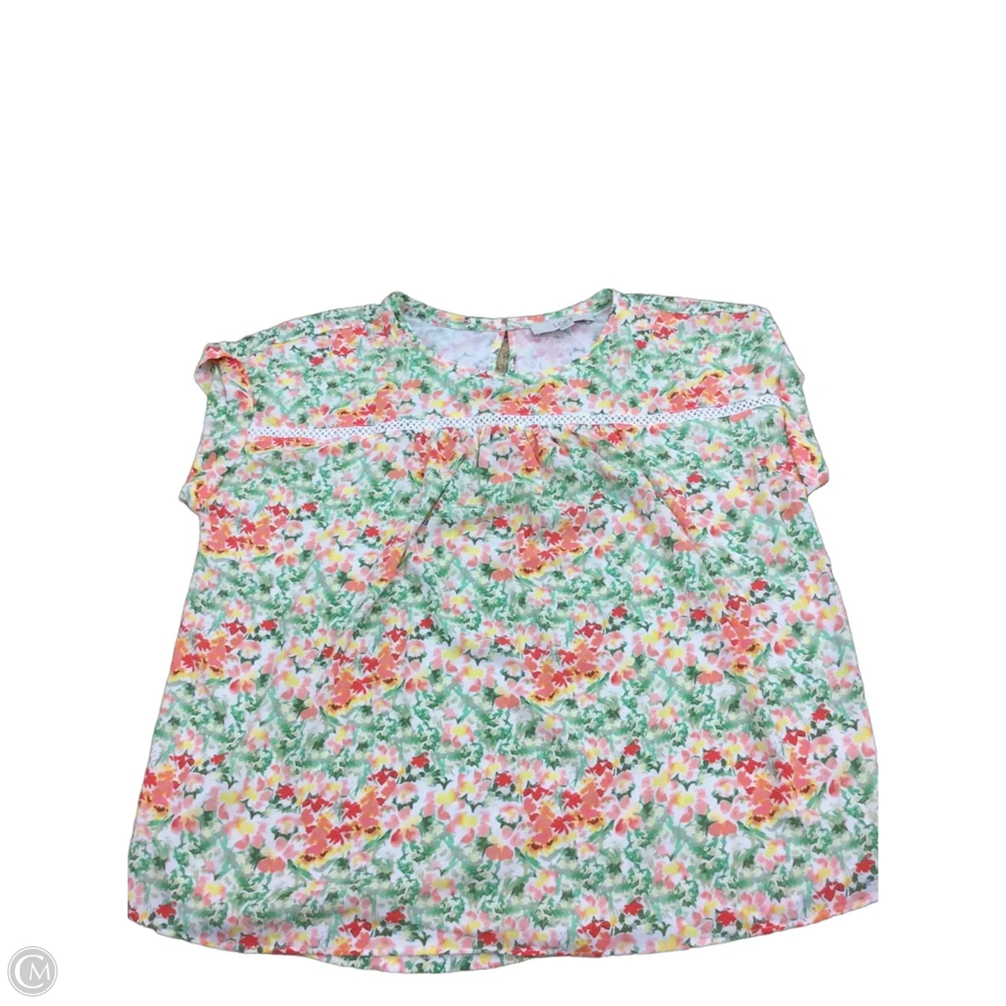 Top Short Sleeve By Loft In Floral Print, Size: L