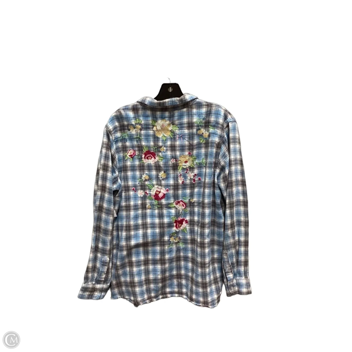 Top Long Sleeve By Clothes Mentor In Plaid Pattern, Size: L