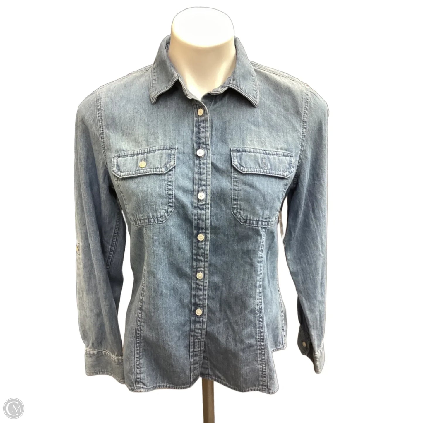 Top Long Sleeve By Talbots In Blue, Size: M