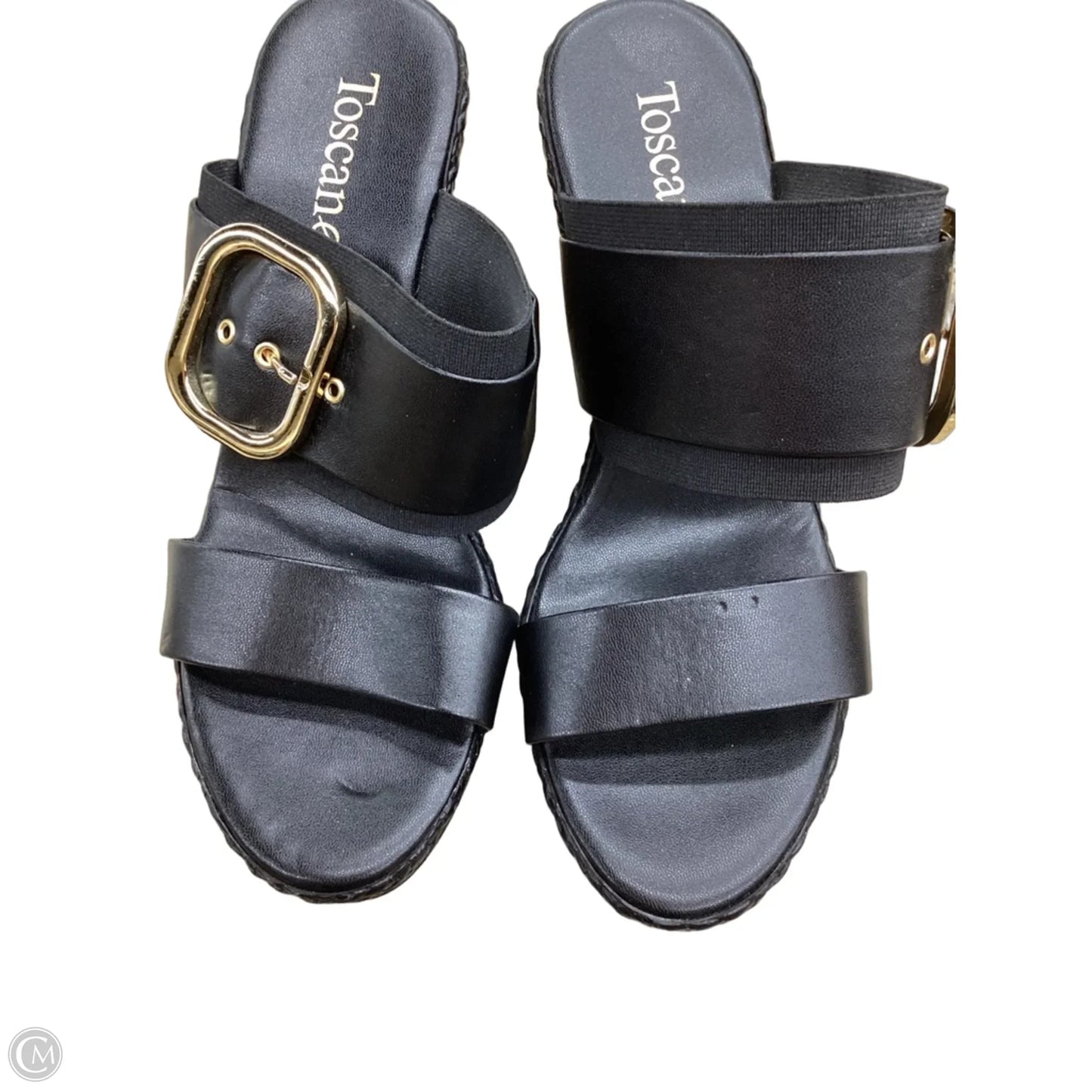 Sandals Heels Wedge By Toscanella In Black, Size: 7.5