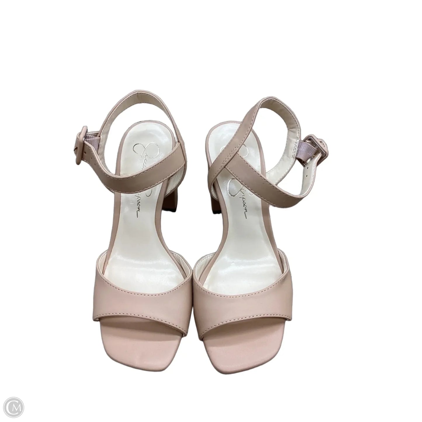Sandals Heels Block By Jessica Simpson In Beige, Size: 7