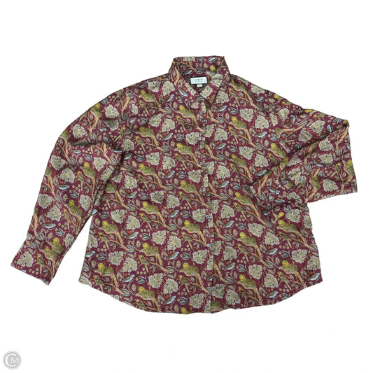 Blouse Long Sleeve By J. Crew In Maroon, Size: 20
