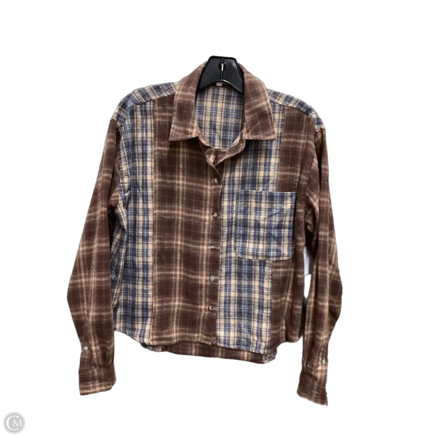 Top Long Sleeve By Love Notes In Plaid Pattern, Size: S