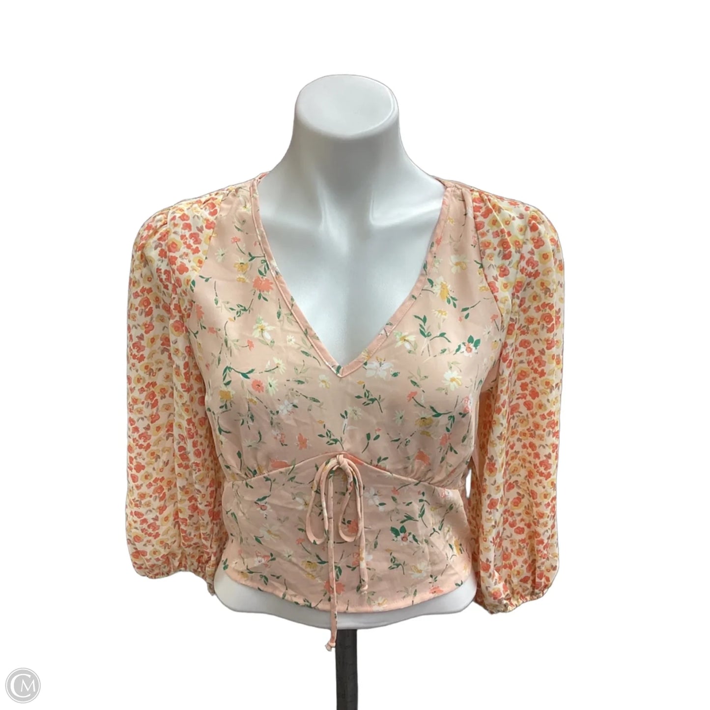 Blouse Long Sleeve By Sienna Sky In Peach, Size: M