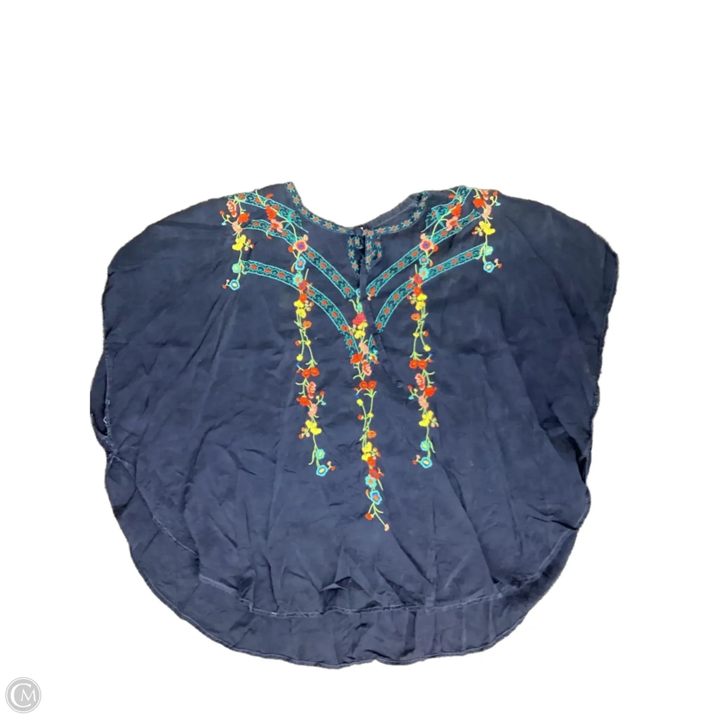 Top Short Sleeve By Johnny Was In Navy, Size: 1x