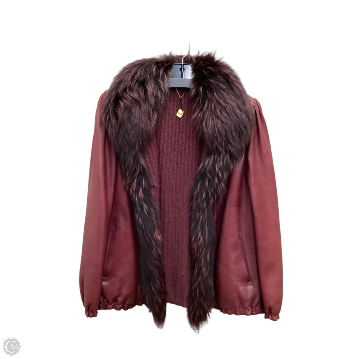 Coat Leather By Cma In Maroon, Size: L