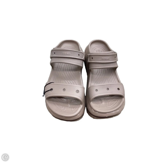Sandals Heels Platform By Crocs In Brown, Size: 8
