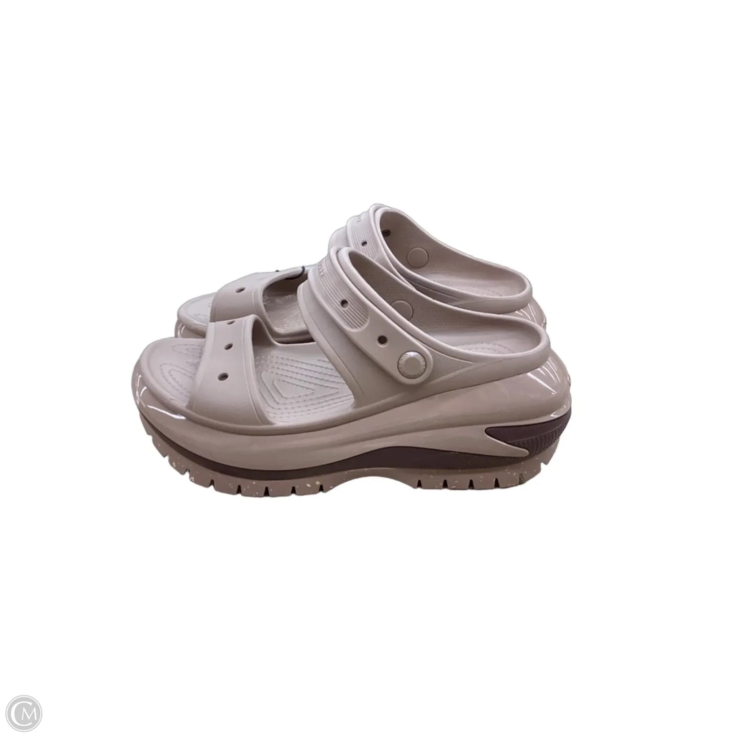 Sandals Heels Platform By Crocs In Brown, Size: 8