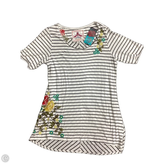 Top Short Sleeve Designer By Johnny Was In Striped Pattern, Size: Xl