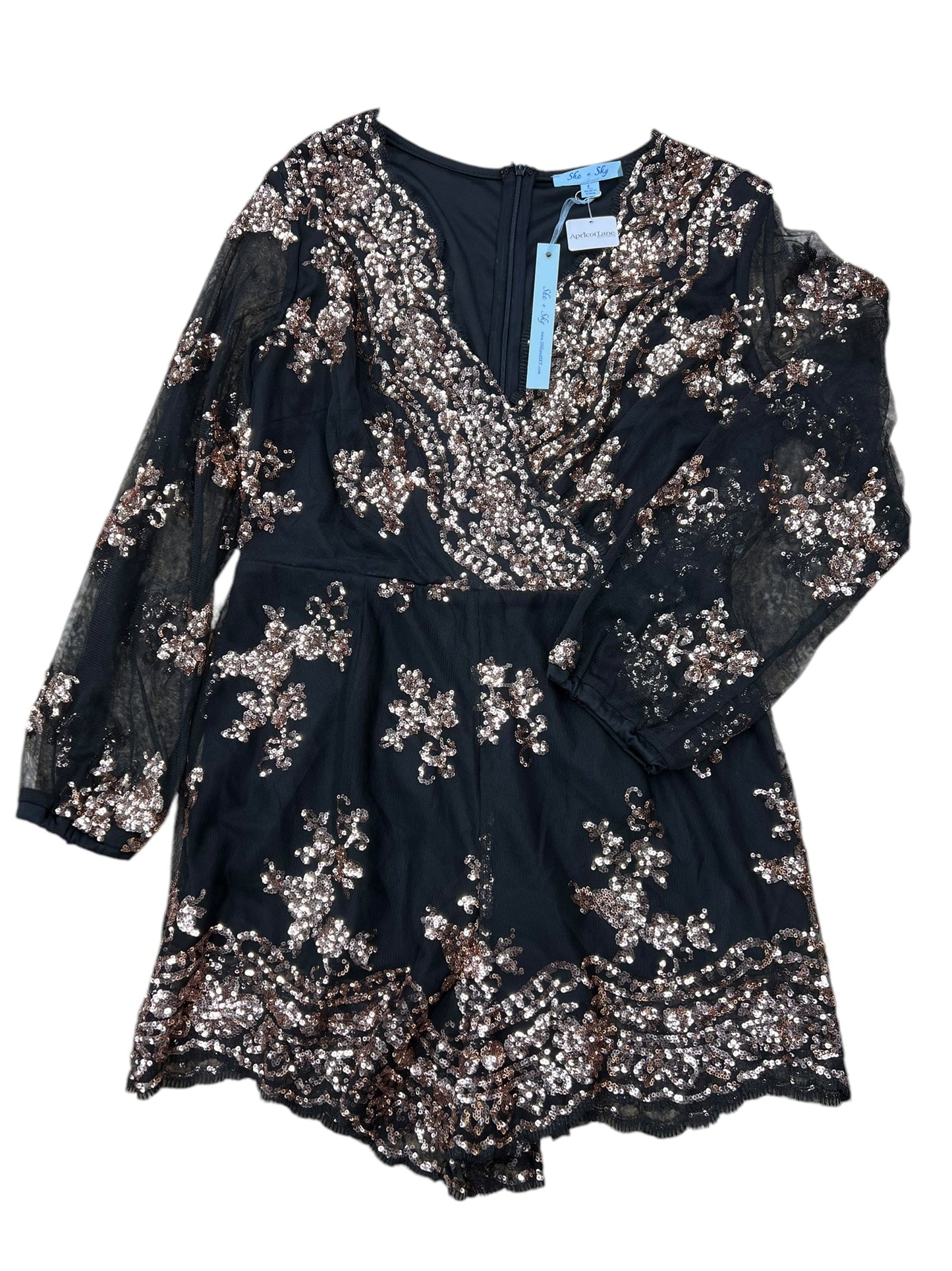 Romper By She + Sky In Black & Gold, Size: L