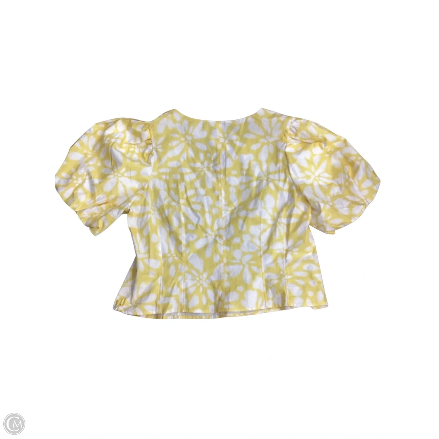 Top Short Sleeve By Banana Republic In White & Yellow, Size: 18