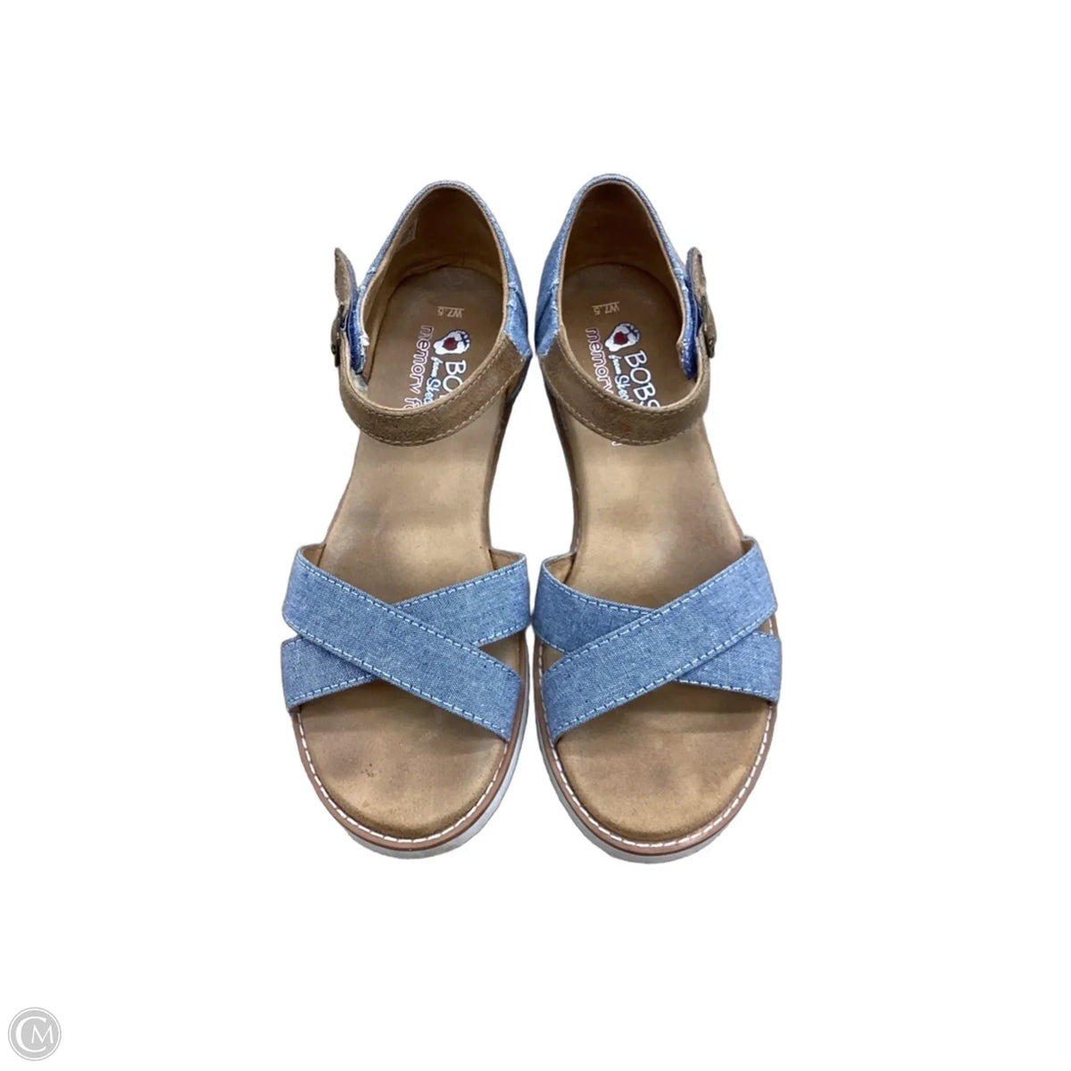 Sandals Heels Wedge By Bobs In Blue & Tan, Size: 7.5