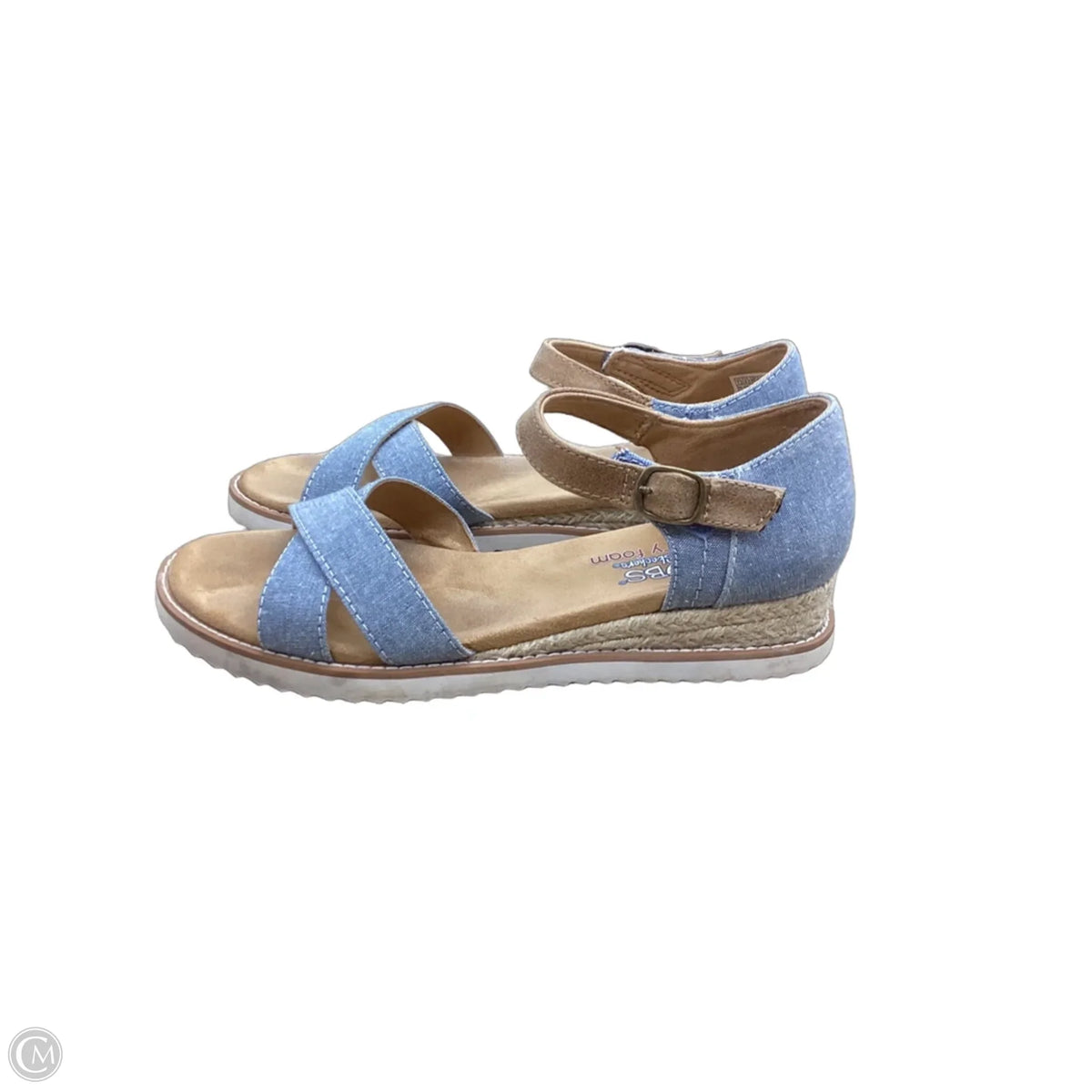 Sandals Heels Wedge By Bobs In Blue & Tan, Size: 7.5