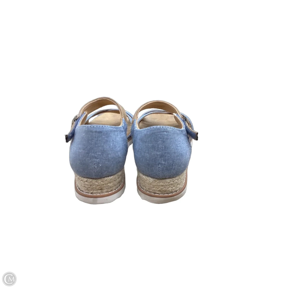 Sandals Heels Wedge By Bobs In Blue & Tan, Size: 7.5
