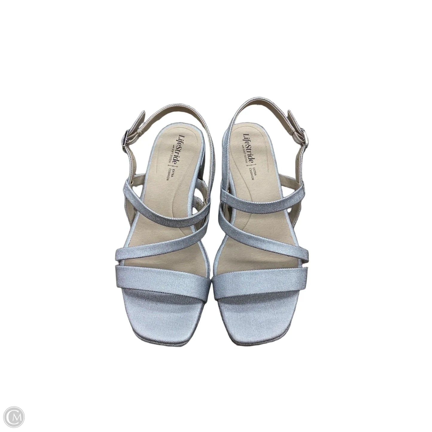 Sandals Heels Block By Life Stride In Silver, Size: 7.5