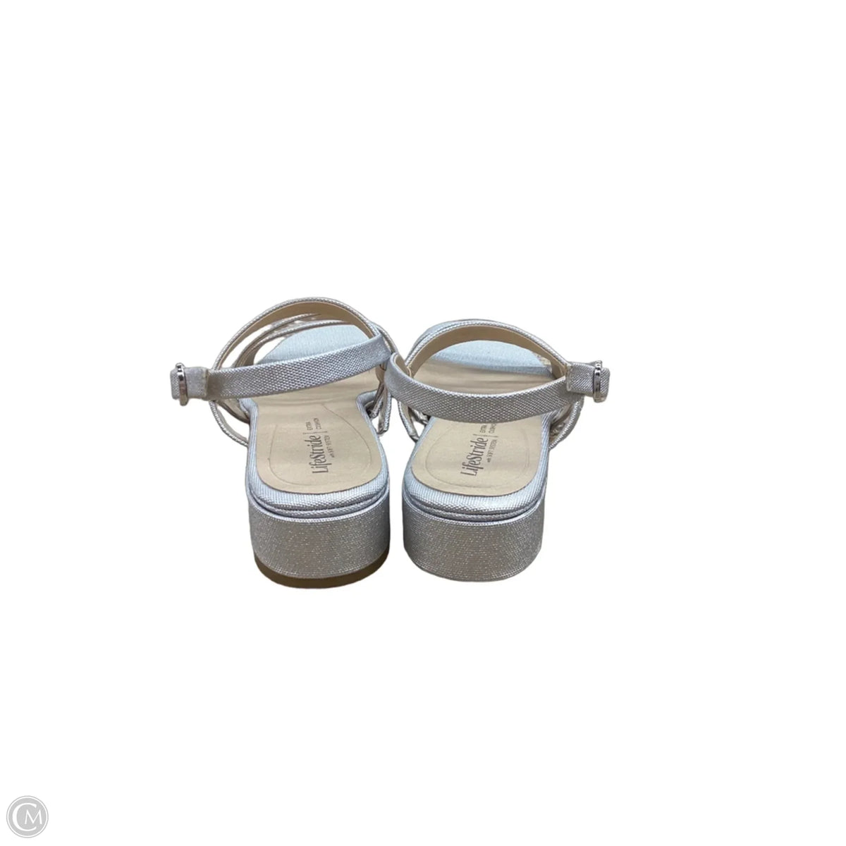 Sandals Heels Block By Life Stride In Silver, Size: 7.5