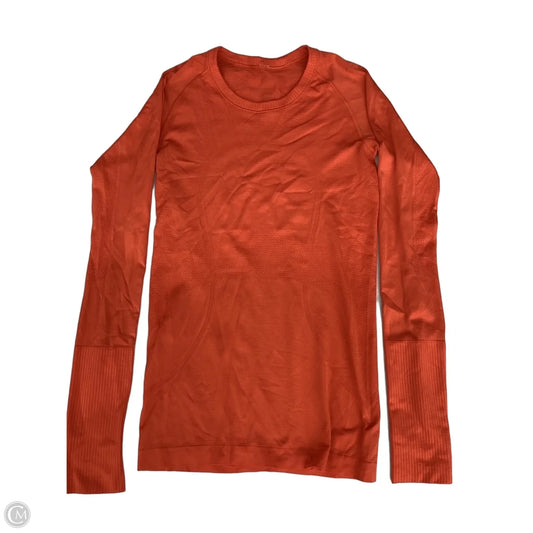 Athletic Top Long Sleeve Crewneck By Lululemon In Orange, Size: S