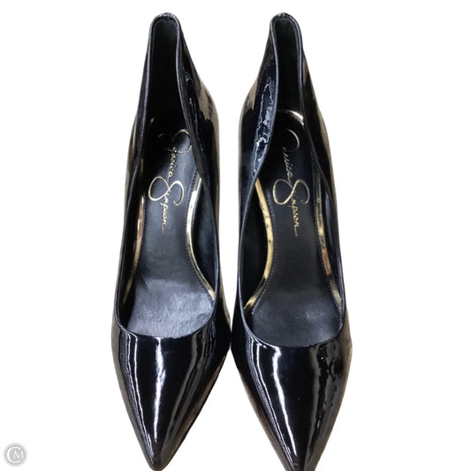 Shoes Heels Stiletto By Jessica Simpson In Black & Gold, Size: 7.5